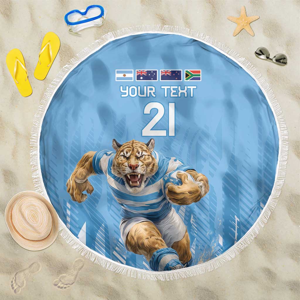 Argentina Rugby Custom Beach Blanket Glory Be To Pumas - Wonder Print Shop
