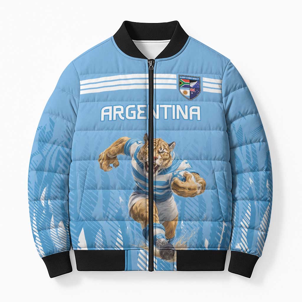 Argentina Rugby Custom Bomber Puffer Jacket Glory Be To Pumas - Wonder Print Shop