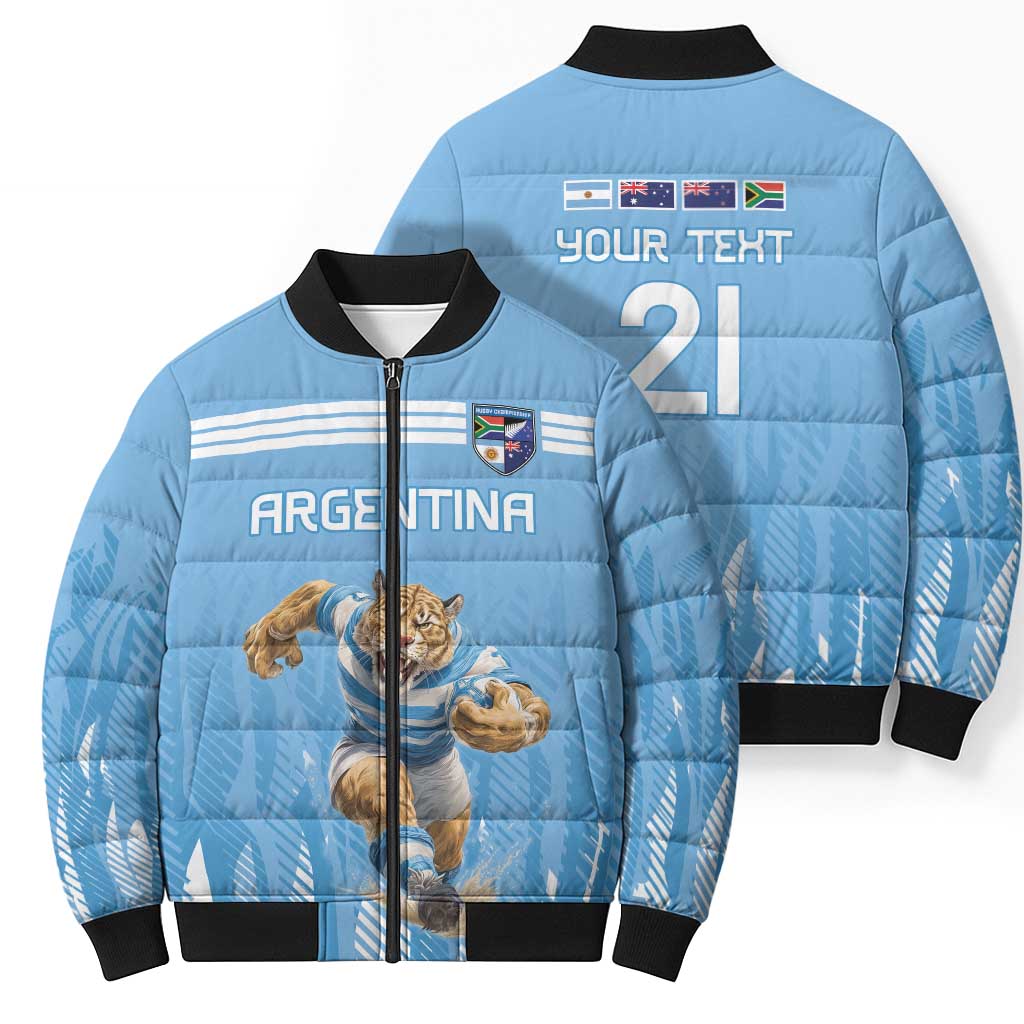 Argentina Rugby Custom Bomber Puffer Jacket Glory Be To Pumas - Wonder Print Shop