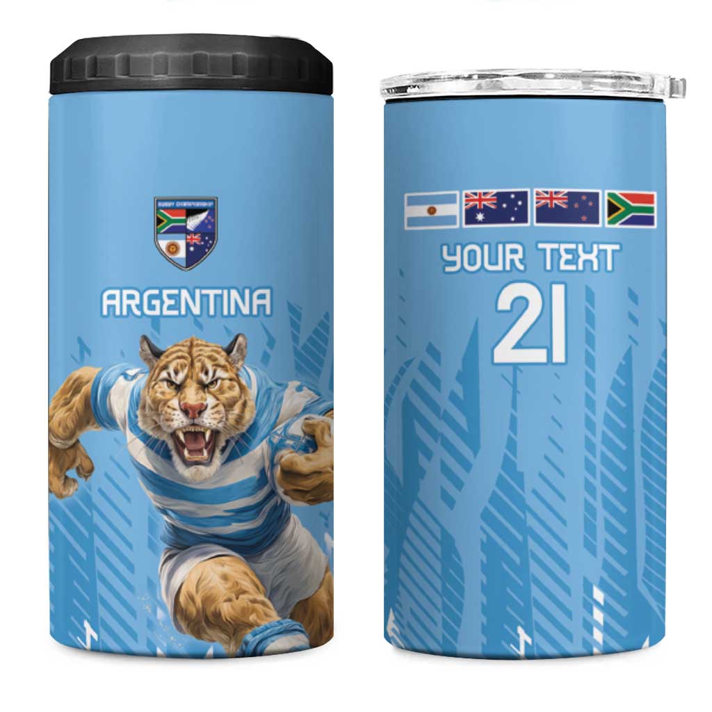 Argentina Rugby Custom 4 in 1 Can Cooler Tumbler Glory Be To Pumas - Wonder Print Shop
