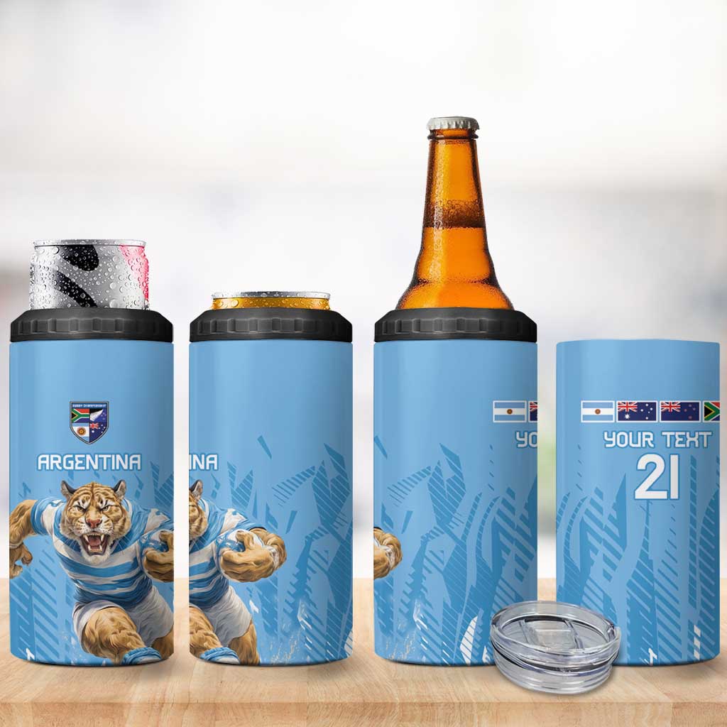 Argentina Rugby Custom 4 in 1 Can Cooler Tumbler Glory Be To Pumas - Wonder Print Shop