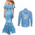 Argentina Rugby Custom Couples Matching Mermaid Dress and Long Sleeve Button Shirt Glory Be To Pumas - Wonder Print Shop