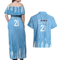 Argentina Rugby Custom Couples Matching Off Shoulder Maxi Dress and Hawaiian Shirt Glory Be To Pumas - Wonder Print Shop