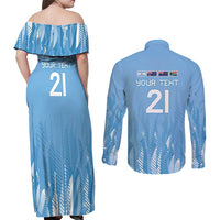 Argentina Rugby Custom Couples Matching Off Shoulder Maxi Dress and Long Sleeve Button Shirt Glory Be To Pumas - Wonder Print Shop