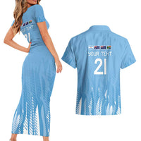 Argentina Rugby Custom Couples Matching Short Sleeve Bodycon Dress and Hawaiian Shirt Glory Be To Pumas - Wonder Print Shop