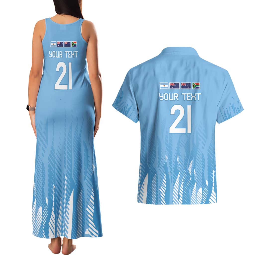 Argentina Rugby Custom Couples Matching Tank Maxi Dress and Hawaiian Shirt Glory Be To Pumas - Wonder Print Shop
