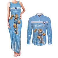 Argentina Rugby Custom Couples Matching Tank Maxi Dress and Long Sleeve Button Shirt Glory Be To Pumas - Wonder Print Shop