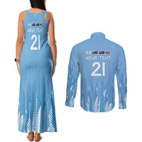 Argentina Rugby Custom Couples Matching Tank Maxi Dress and Long Sleeve Button Shirt Glory Be To Pumas - Wonder Print Shop