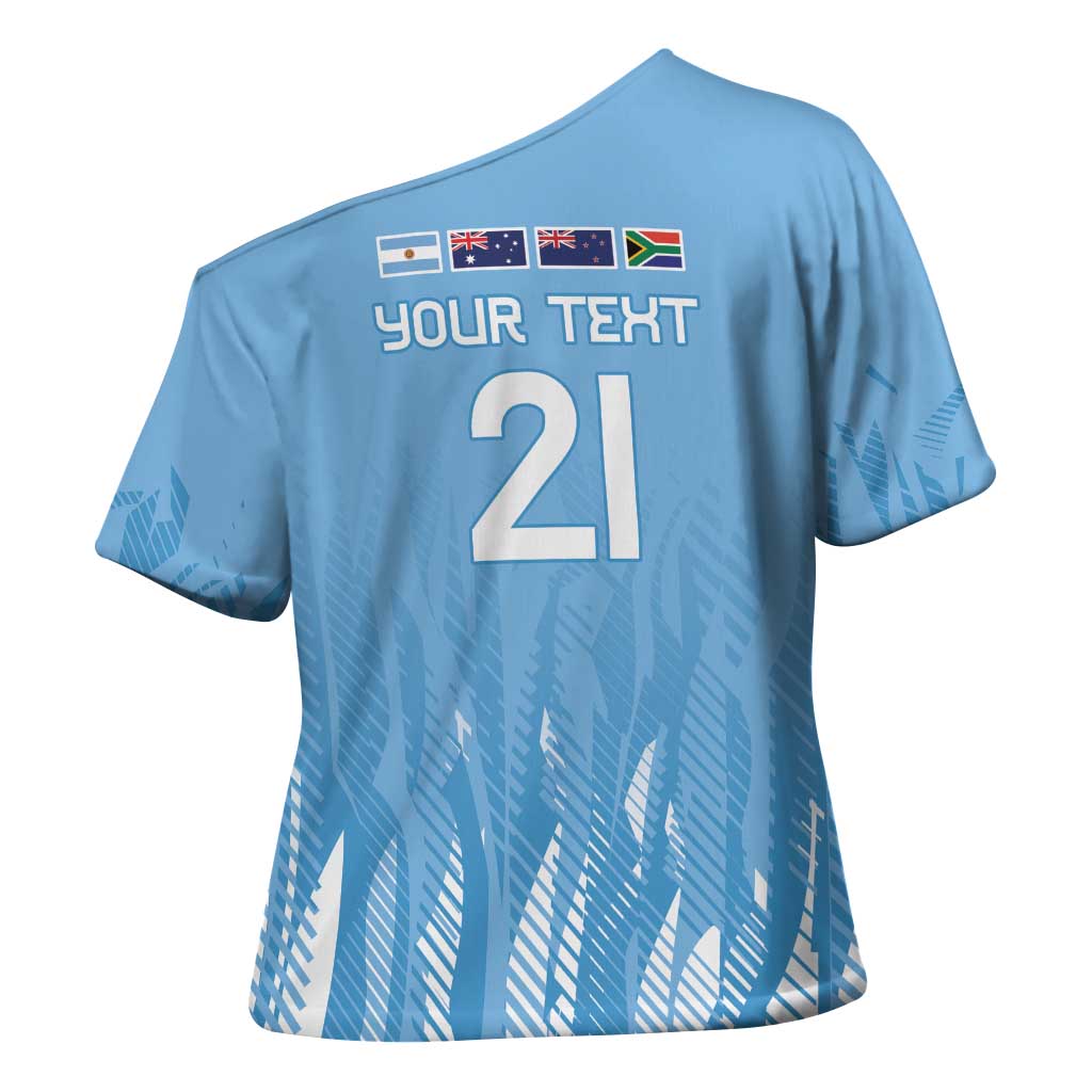 Argentina Rugby Custom Cross Shoulder Shirt Glory Be To Pumas - Wonder Print Shop