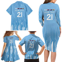Argentina Rugby Custom Family Matching Long Sleeve Bodycon Dress and Hawaiian Shirt Glory Be To Pumas - Wonder Print Shop
