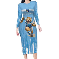 Argentina Rugby Custom Family Matching Long Sleeve Bodycon Dress and Hawaiian Shirt Glory Be To Pumas - Wonder Print Shop
