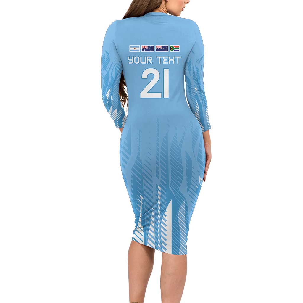 Argentina Rugby Custom Family Matching Long Sleeve Bodycon Dress and Hawaiian Shirt Glory Be To Pumas - Wonder Print Shop
