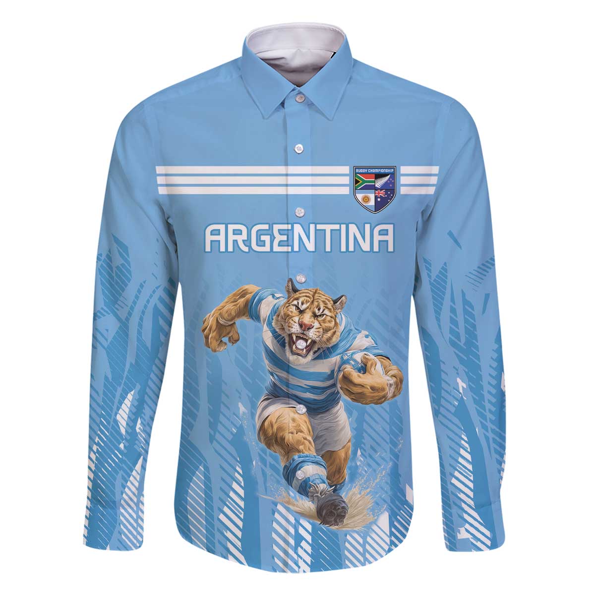 Argentina Rugby Custom Family Matching Off The Shoulder Long Sleeve Dress and Hawaiian Shirt Glory Be To Pumas - Wonder Print Shop