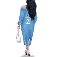 Argentina Rugby Custom Family Matching Off The Shoulder Long Sleeve Dress and Hawaiian Shirt Glory Be To Pumas - Wonder Print Shop