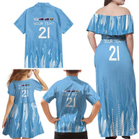 Argentina Rugby Custom Family Matching Off Shoulder Maxi Dress and Hawaiian Shirt Glory Be To Pumas - Wonder Print Shop