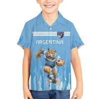 Argentina Rugby Custom Family Matching Short Sleeve Bodycon Dress and Hawaiian Shirt Glory Be To Pumas - Wonder Print Shop