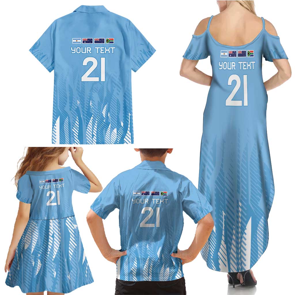 Argentina Rugby Custom Family Matching Summer Maxi Dress and Hawaiian Shirt Glory Be To Pumas - Wonder Print Shop