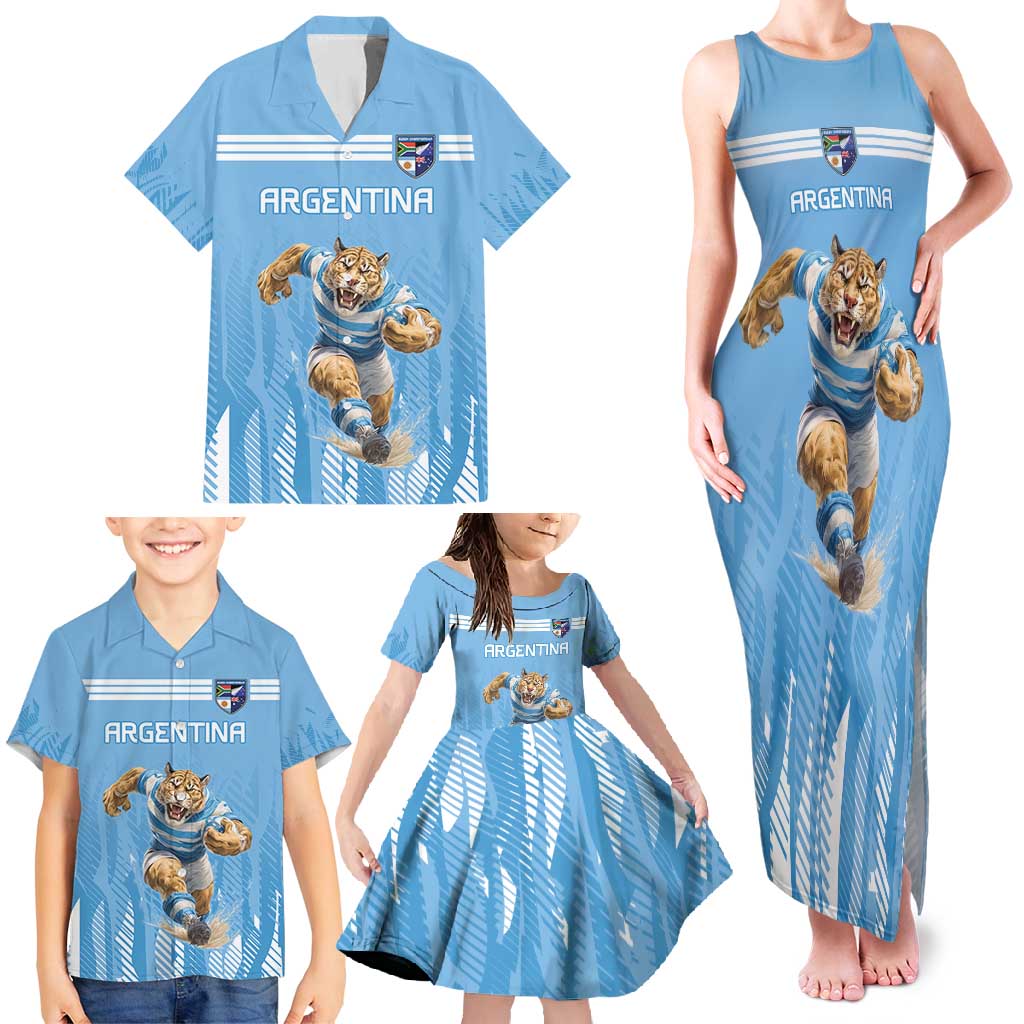 Argentina Rugby Custom Family Matching Tank Maxi Dress and Hawaiian Shirt Glory Be To Pumas - Wonder Print Shop