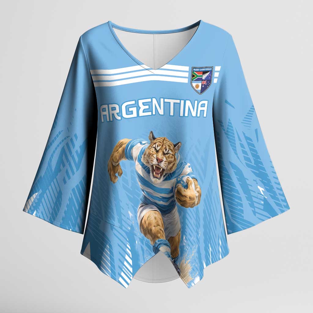 Argentina Rugby Custom Kimono Sleeve Blouse Glory Be To Pumas - Wonder Print Shop
