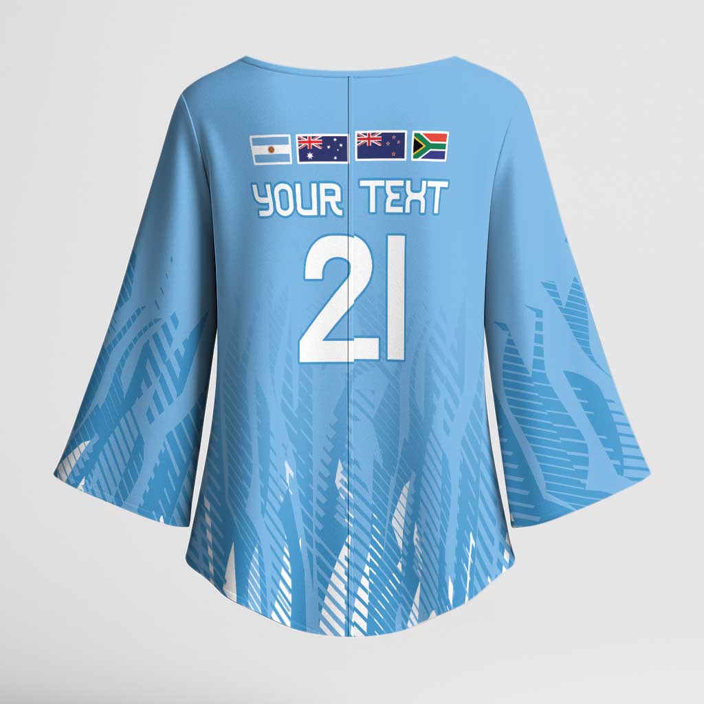 Argentina Rugby Custom Kimono Sleeve Blouse Glory Be To Pumas - Wonder Print Shop