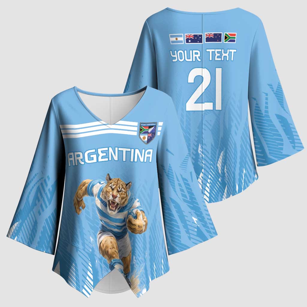 Argentina Rugby Custom Kimono Sleeve Blouse Glory Be To Pumas - Wonder Print Shop