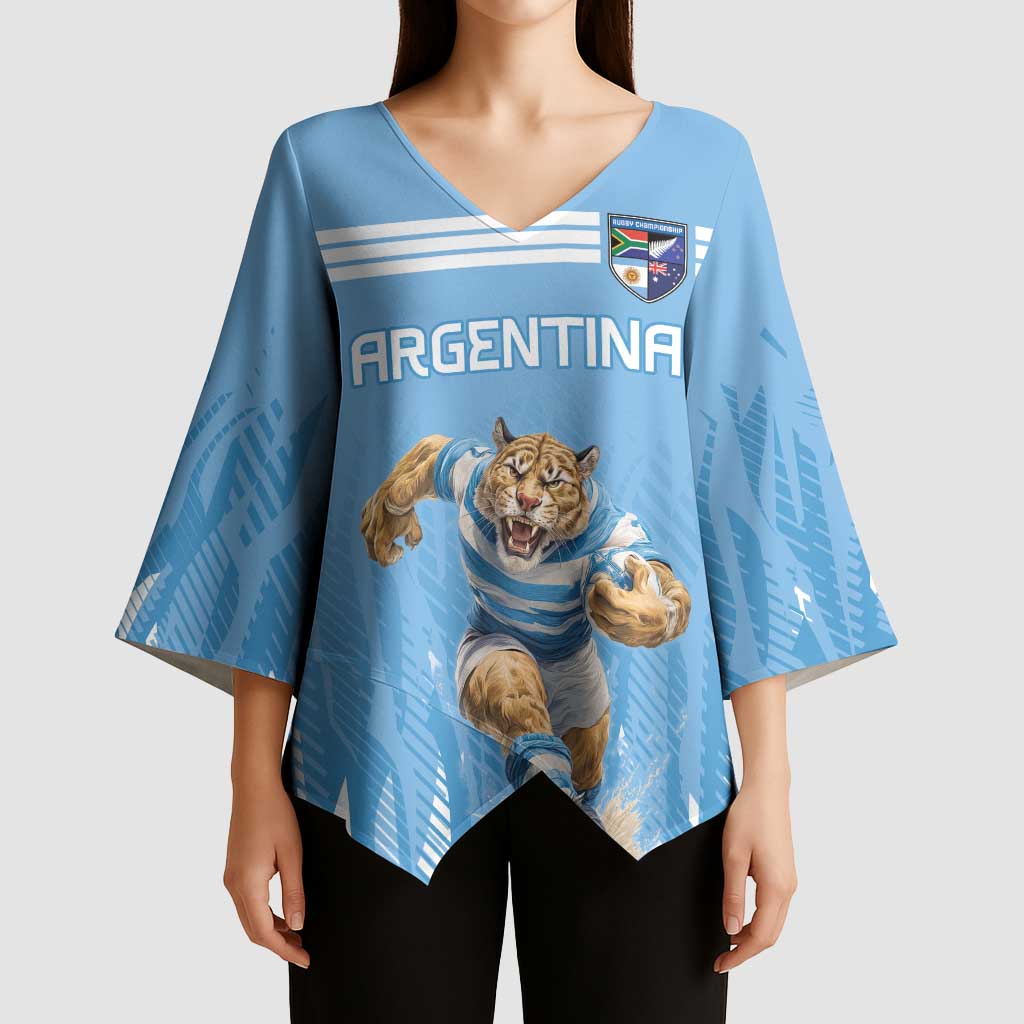 Argentina Rugby Custom Kimono Sleeve Blouse Glory Be To Pumas - Wonder Print Shop