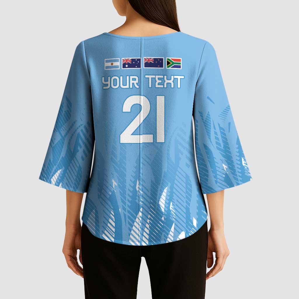 Argentina Rugby Custom Kimono Sleeve Blouse Glory Be To Pumas - Wonder Print Shop
