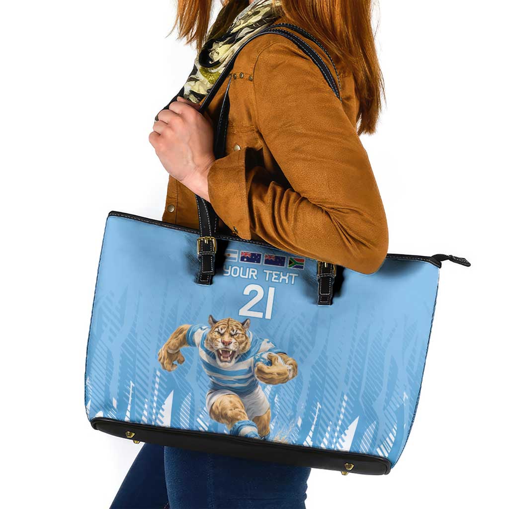 Argentina Rugby Custom Leather Tote Bag Glory Be To Pumas - Wonder Print Shop