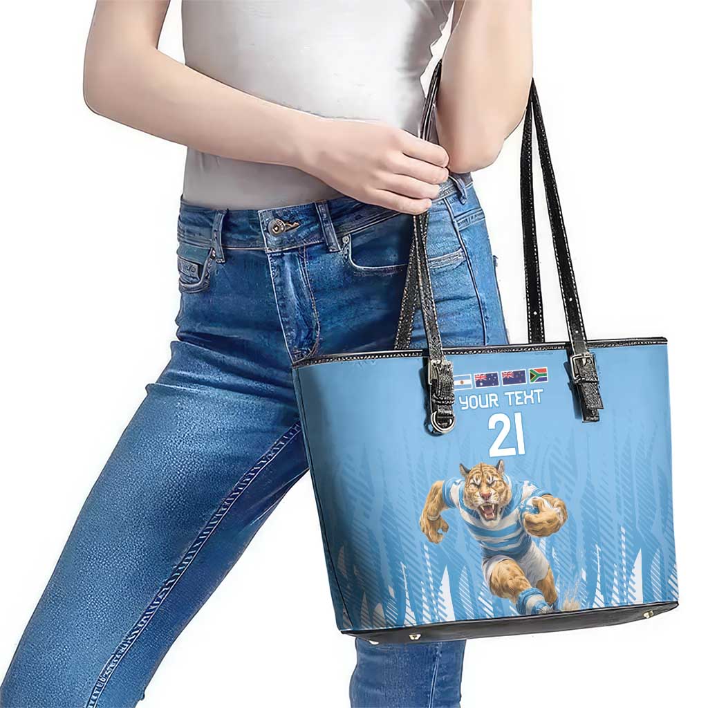 Argentina Rugby Custom Leather Tote Bag Glory Be To Pumas - Wonder Print Shop