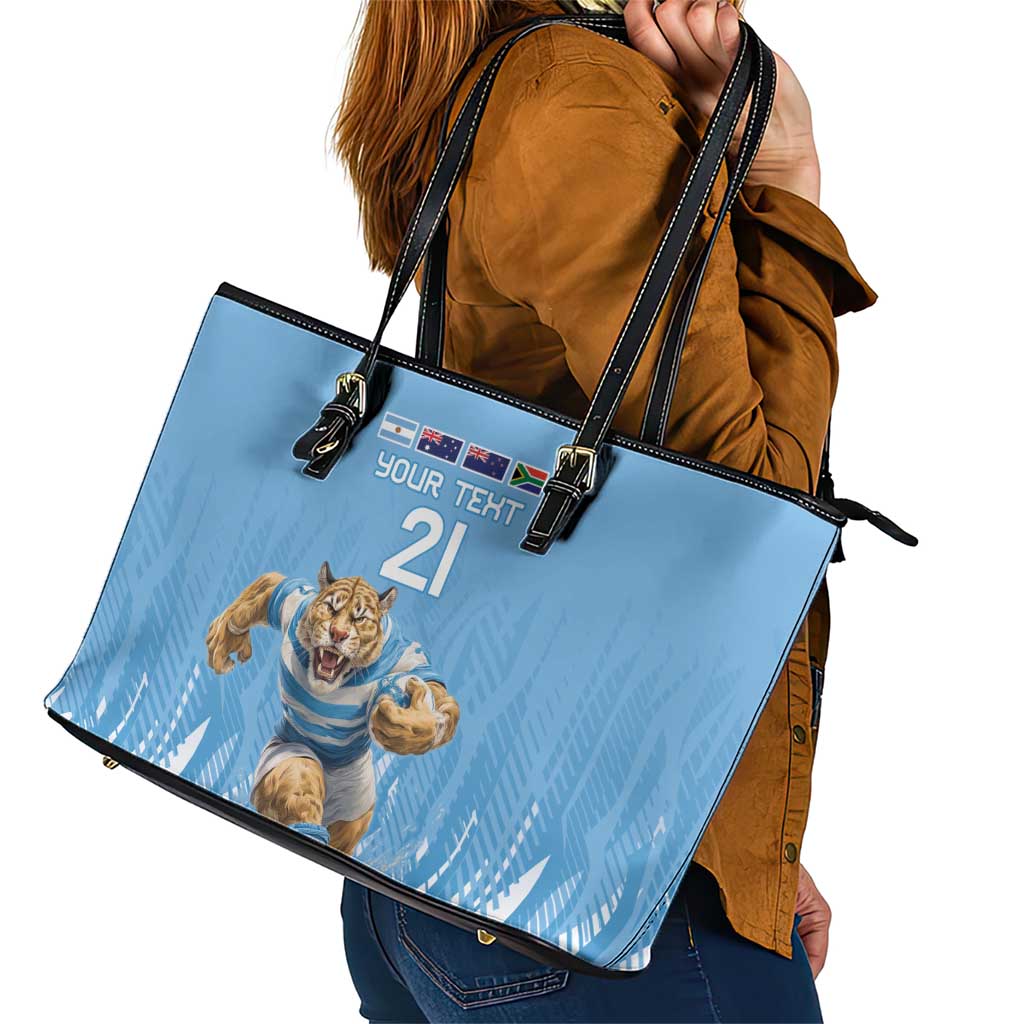 Argentina Rugby Custom Leather Tote Bag Glory Be To Pumas - Wonder Print Shop