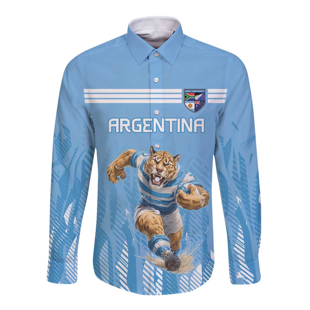 Argentina Rugby Custom Long Sleeve Button Shirt Glory Be To Pumas - Wonder Print Shop