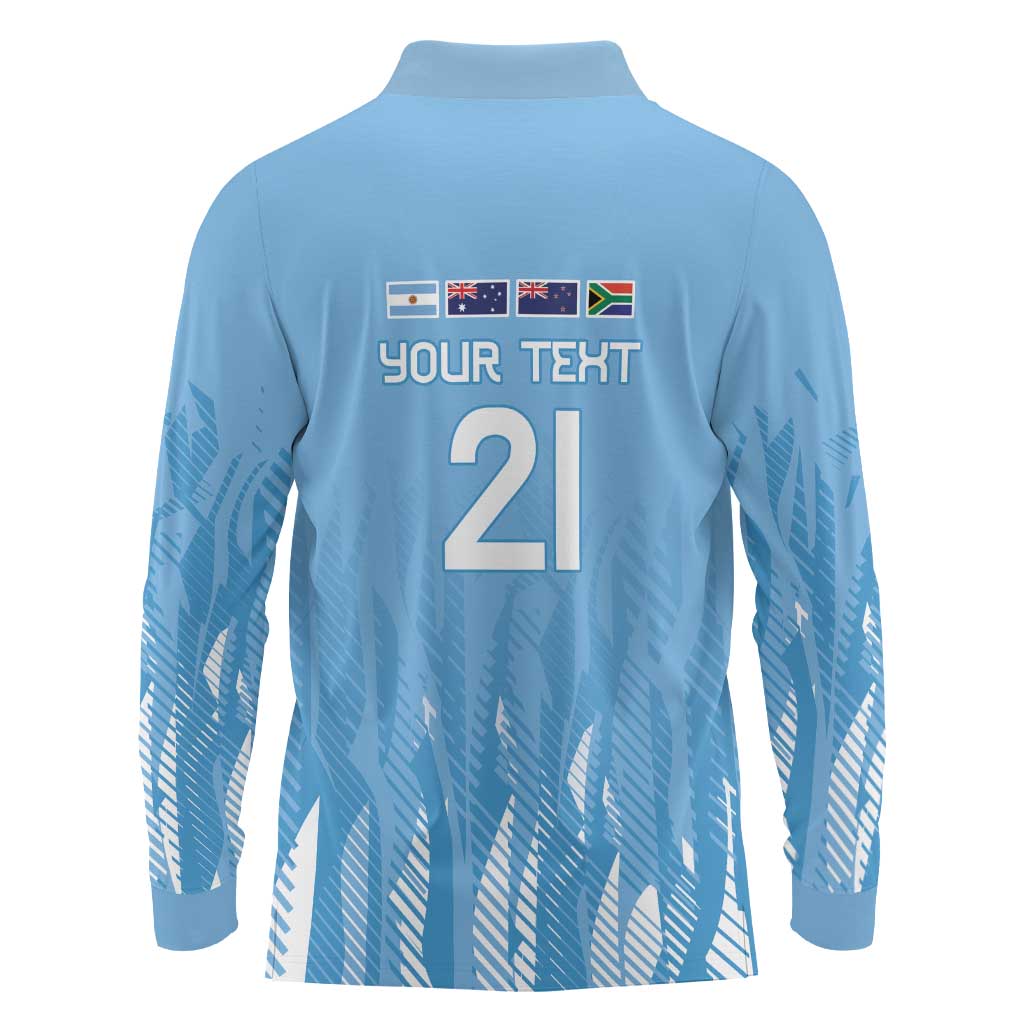 Argentina Rugby Custom Long Sleeve Polo Shirt Glory Be To Pumas - Wonder Print Shop