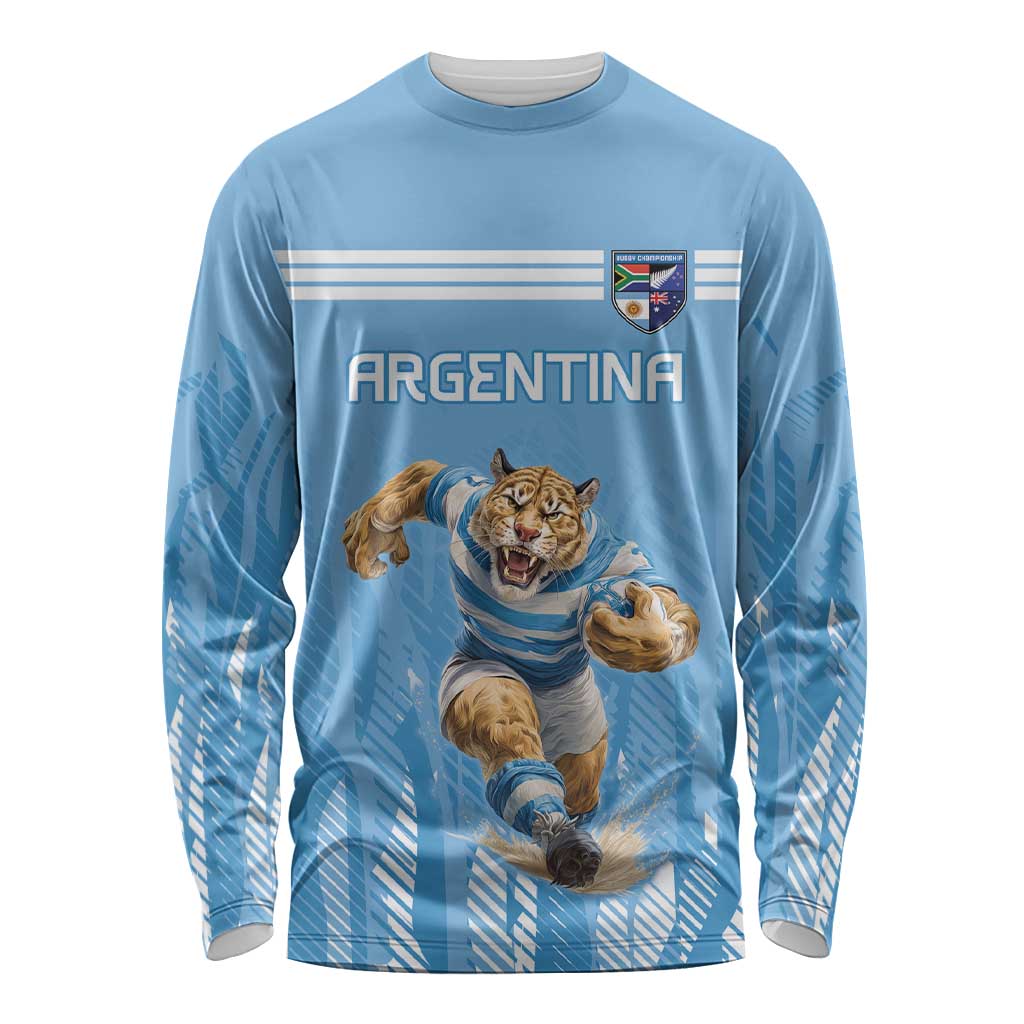 Argentina Rugby Custom Long Sleeve Shirt Glory Be To Pumas - Wonder Print Shop