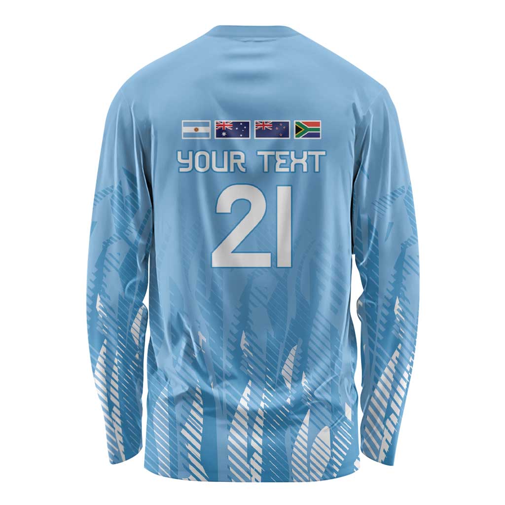 Argentina Rugby Custom Long Sleeve Shirt Glory Be To Pumas - Wonder Print Shop