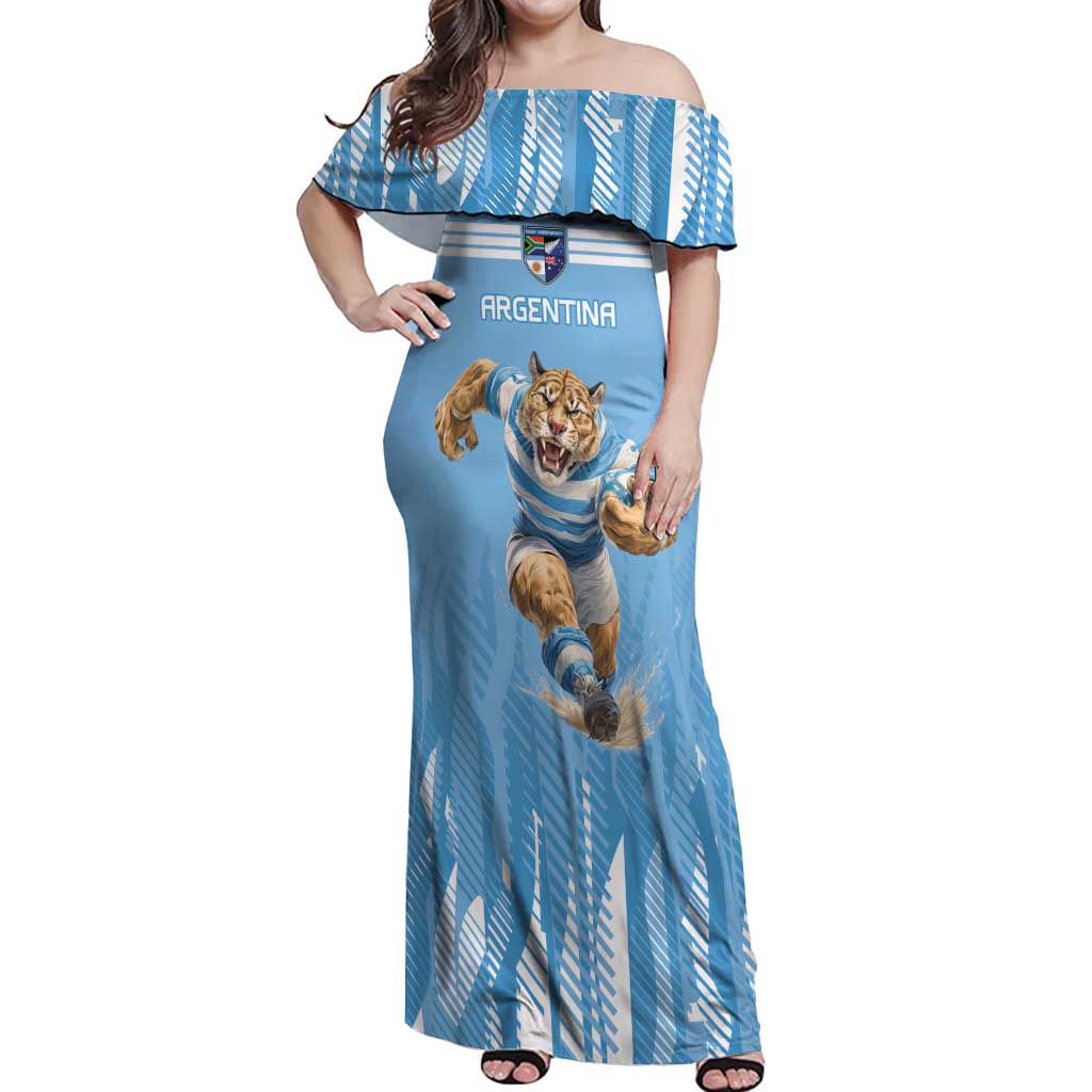 Argentina Rugby Custom Off Shoulder Maxi Dress Glory Be To Pumas - Wonder Print Shop