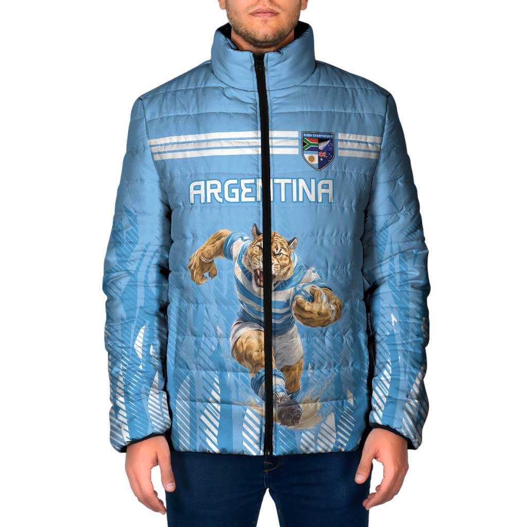 Argentina Rugby Custom Padded Jacket Glory Be To Pumas - Wonder Print Shop