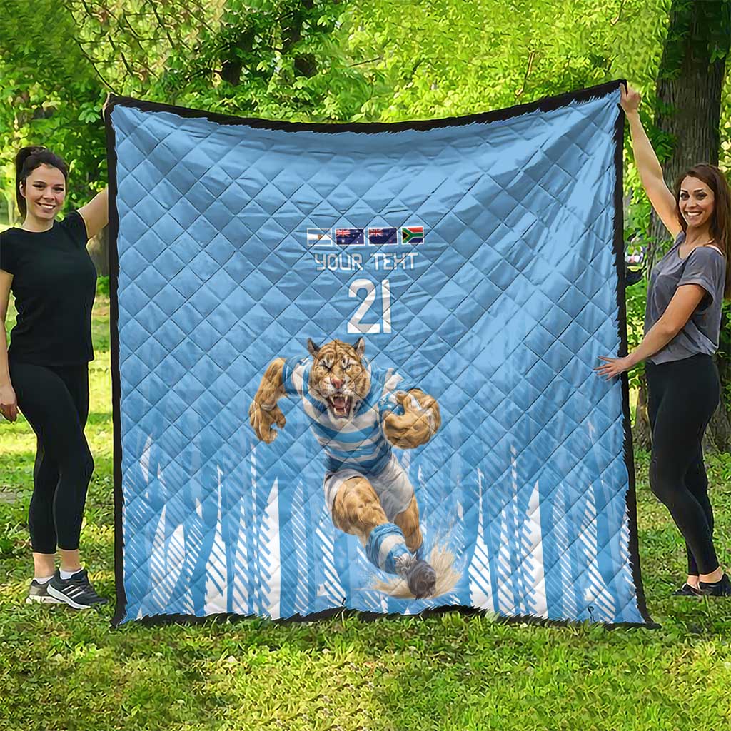 Argentina Rugby Custom Quilt Glory Be To Pumas - Wonder Print Shop