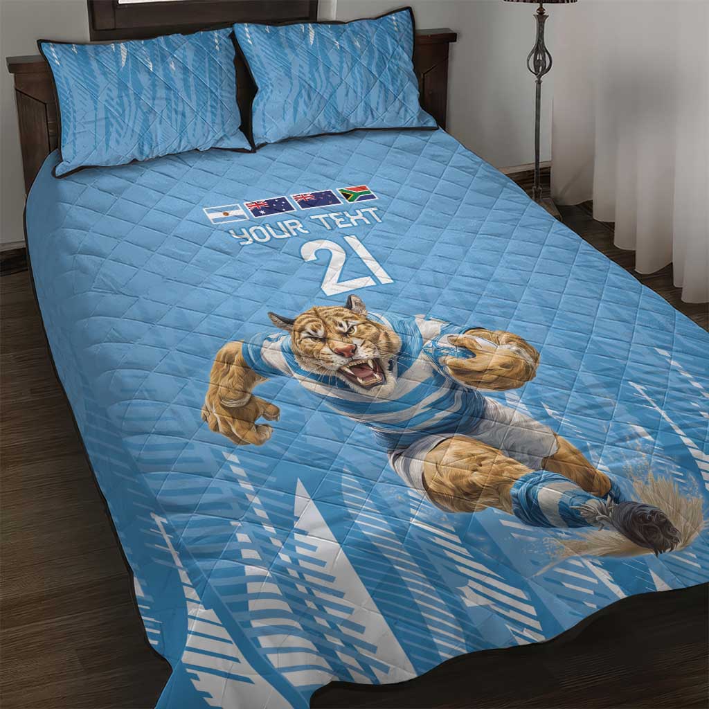 Argentina Rugby Custom Quilt Bed Set Glory Be To Pumas - Wonder Print Shop