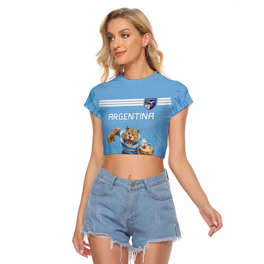 Argentina Rugby Custom Raglan Cropped T Shirt Glory Be To Pumas - Wonder Print Shop