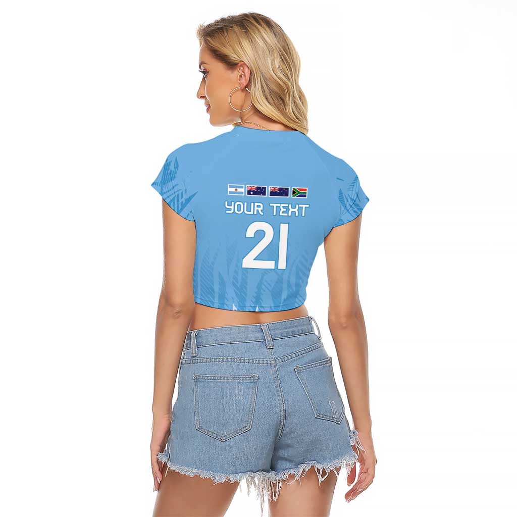 Argentina Rugby Custom Raglan Cropped T Shirt Glory Be To Pumas - Wonder Print Shop