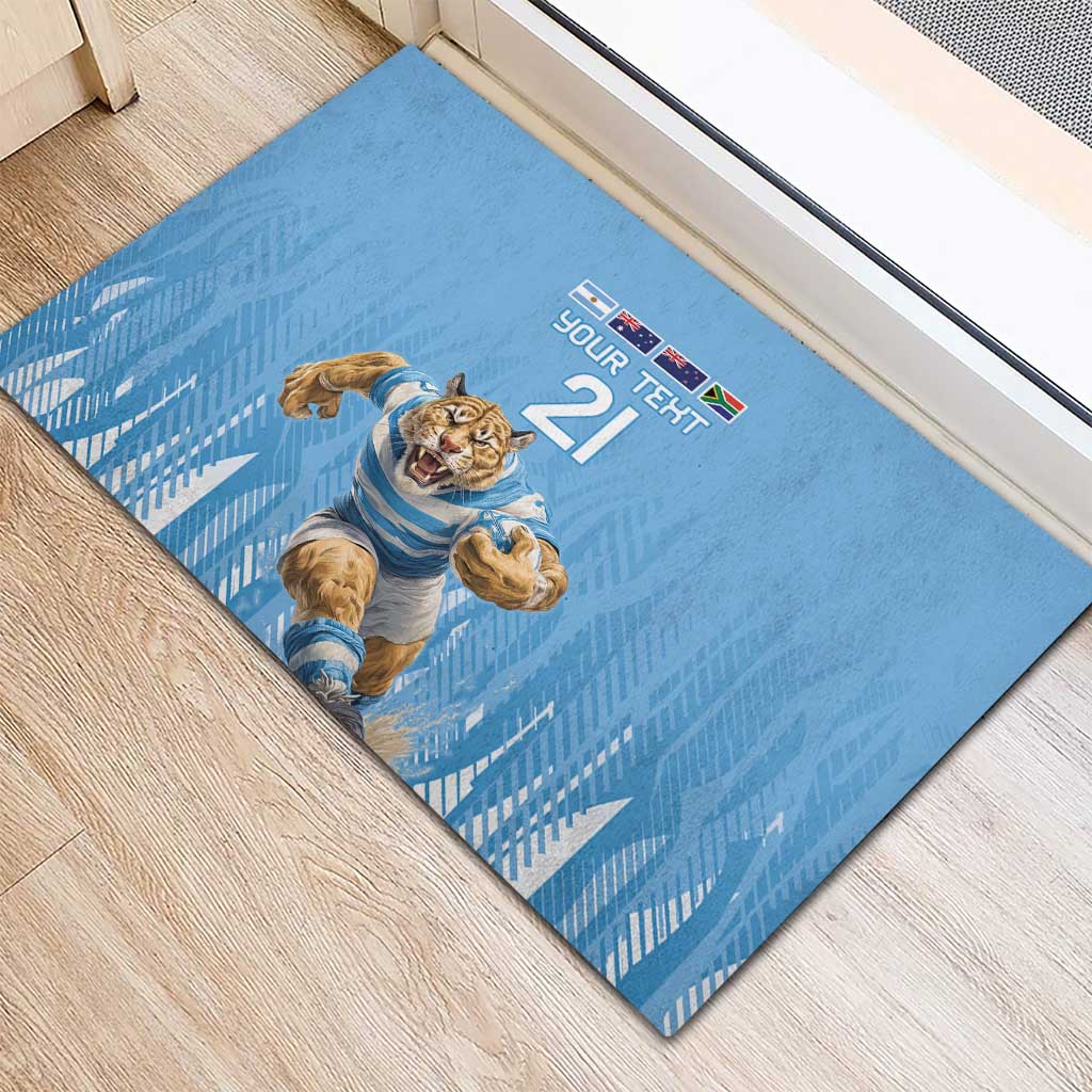 Argentina Rugby Custom Rubber Doormat Glory Be To Pumas - Wonder Print Shop