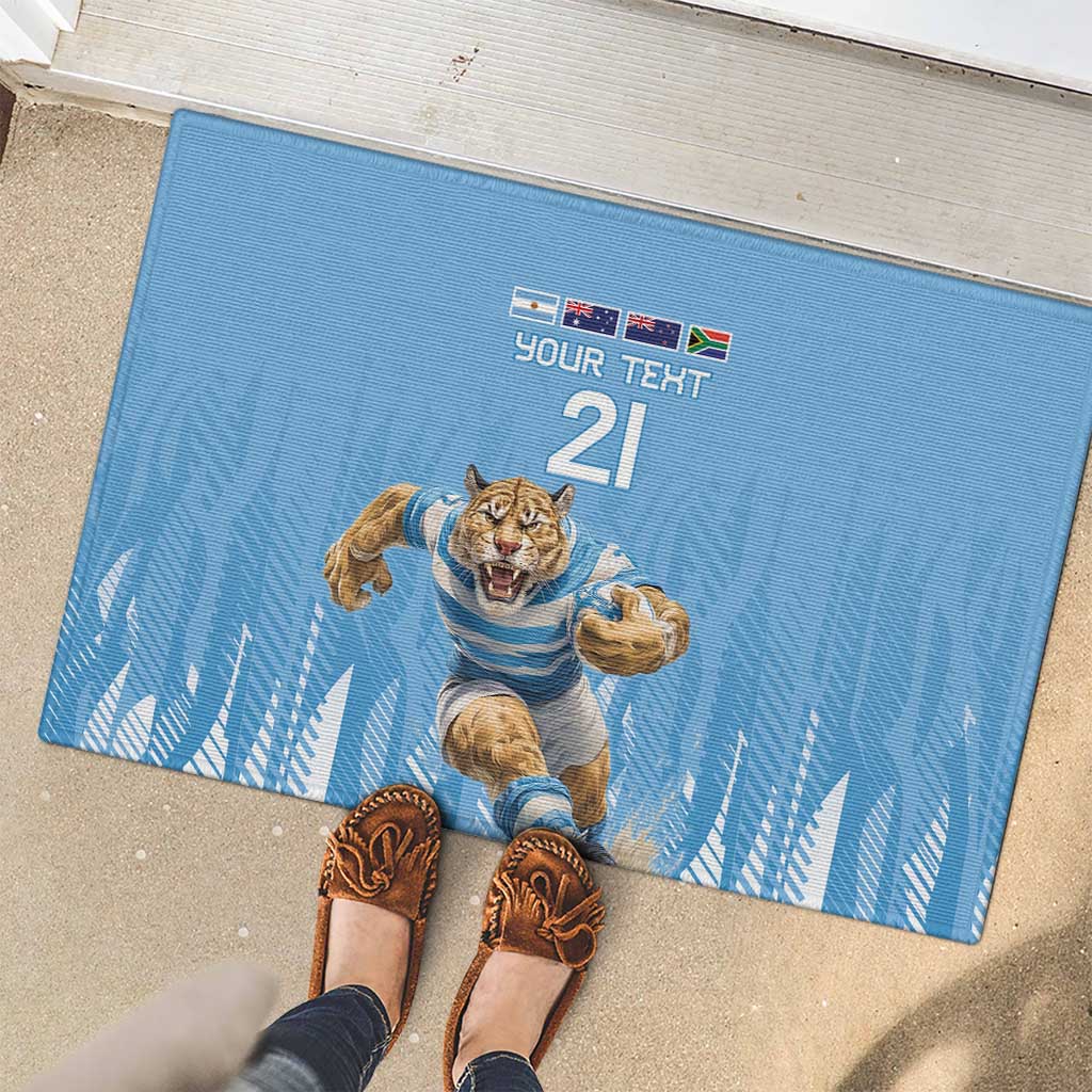Argentina Rugby Custom Rubber Doormat Glory Be To Pumas - Wonder Print Shop