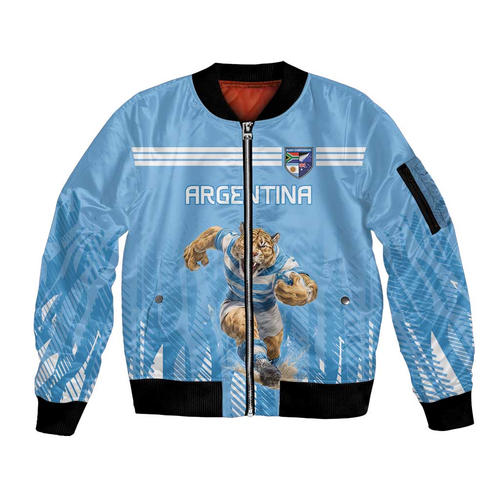 Argentina Rugby Custom Sleeve Zip Bomber Jacket Glory Be To Pumas - Wonder Print Shop