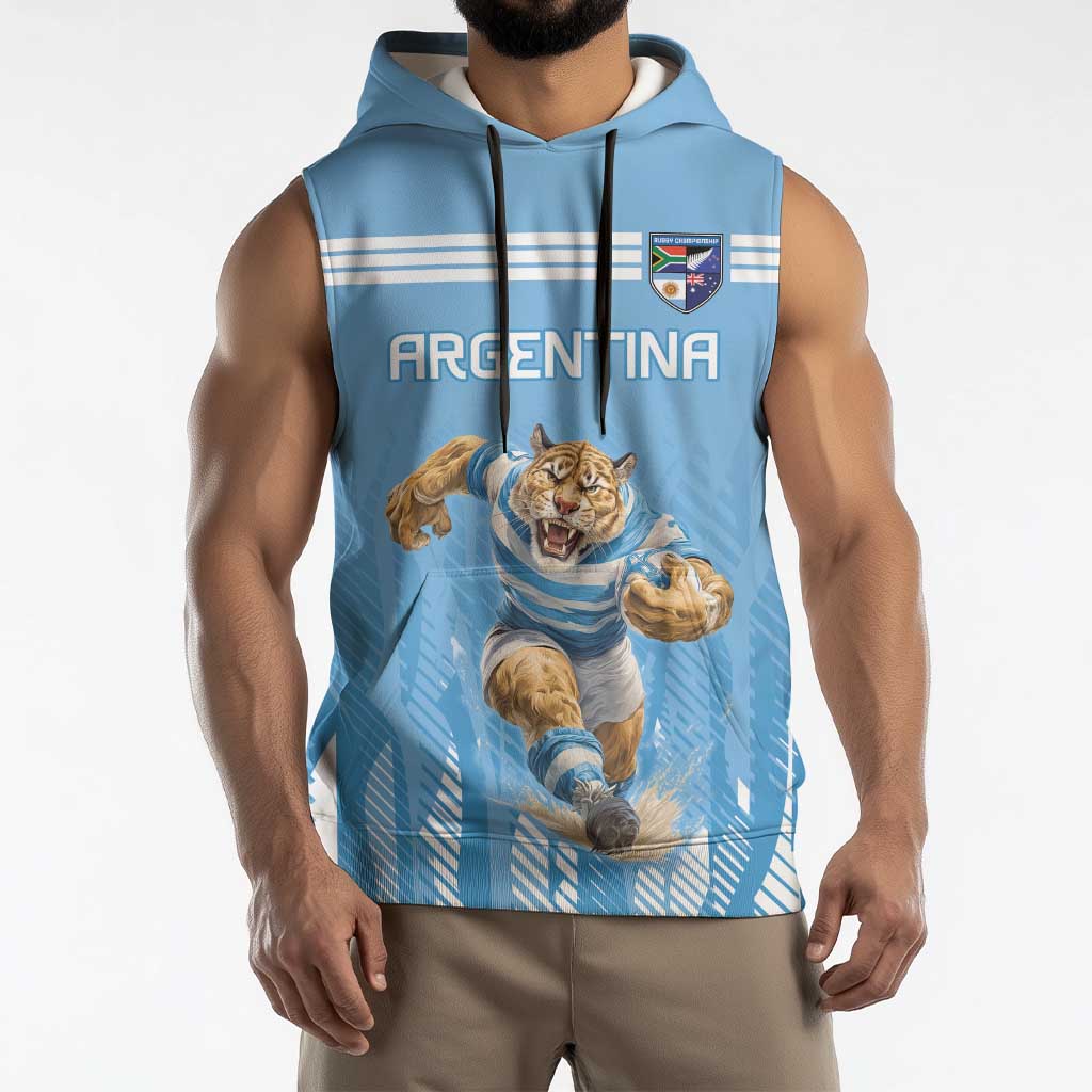Argentina Rugby Custom Sleeveless Hoodie Glory Be To Pumas - Wonder Print Shop