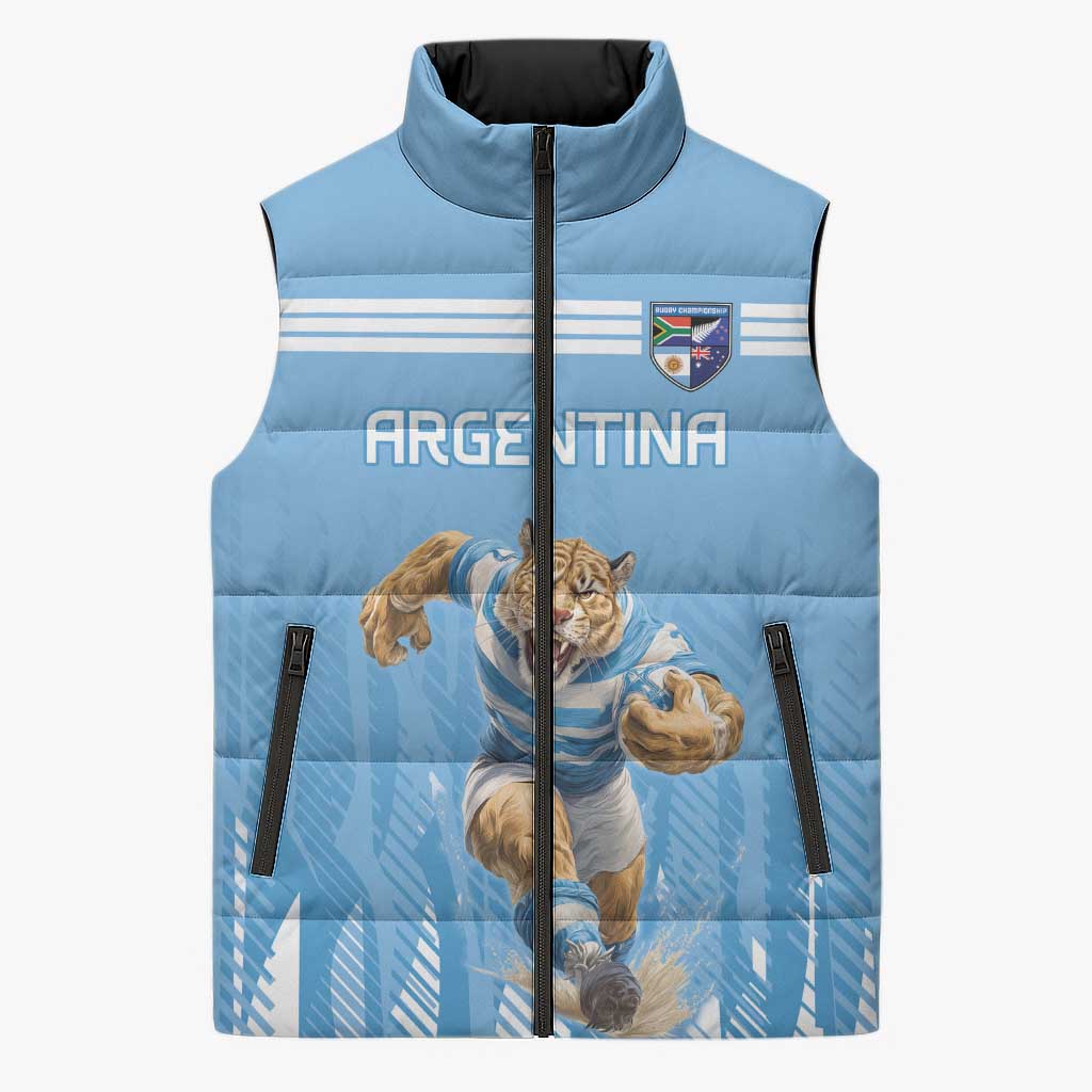 Argentina Rugby Custom Sleeveless Puffer Jacket Glory Be To Pumas - Wonder Print Shop