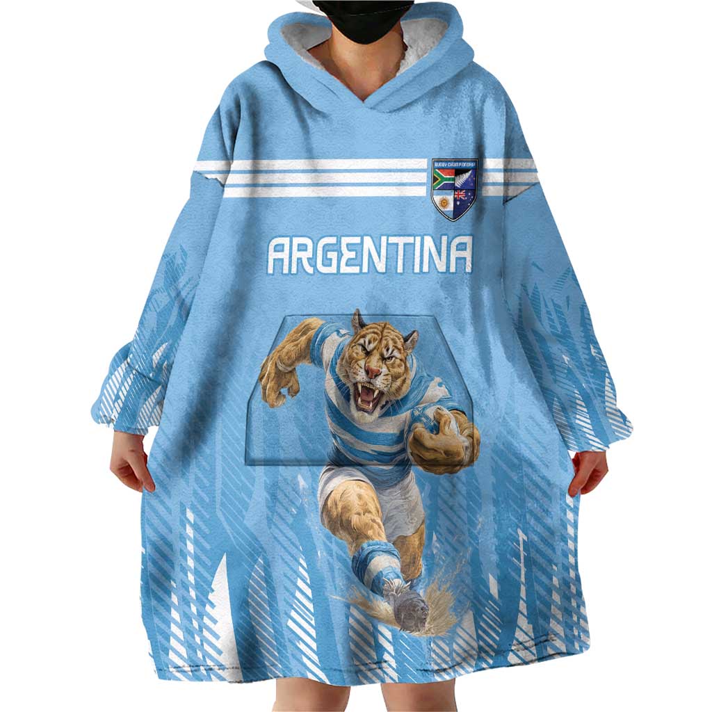 Argentina Rugby Custom Wearable Blanket Hoodie Glory Be To Pumas - Wonder Print Shop