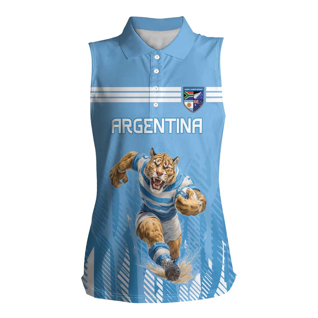 Argentina Rugby Custom Women Sleeveless Polo Shirt Glory Be To Pumas - Wonder Print Shop