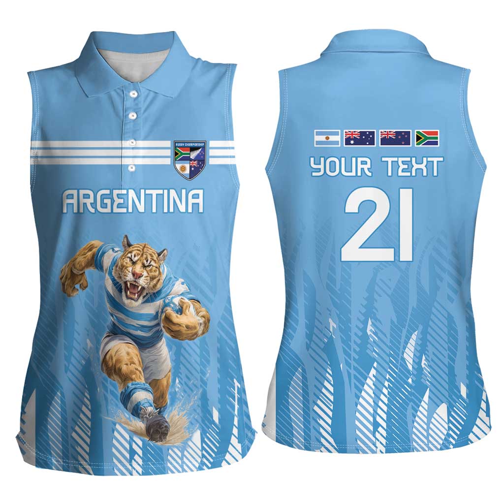 Argentina Rugby Custom Women Sleeveless Polo Shirt Glory Be To Pumas - Wonder Print Shop