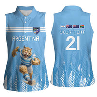 Argentina Rugby Custom Women Sleeveless Polo Shirt Glory Be To Pumas - Wonder Print Shop