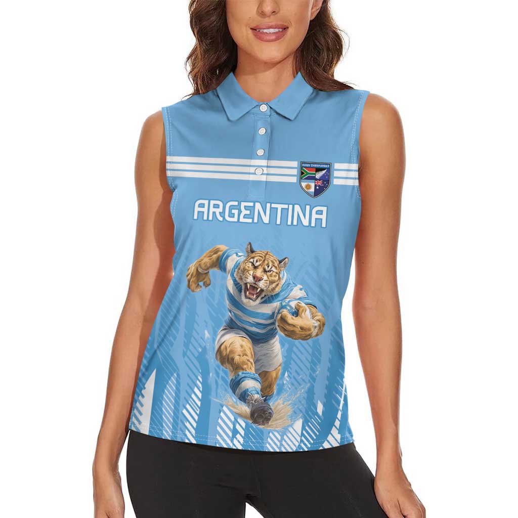 Argentina Rugby Custom Women Sleeveless Polo Shirt Glory Be To Pumas - Wonder Print Shop